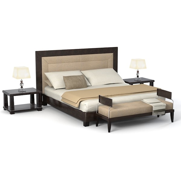 3ds max smania modern double - Smania modern double bed contemporary leather bedroom set by archstyle